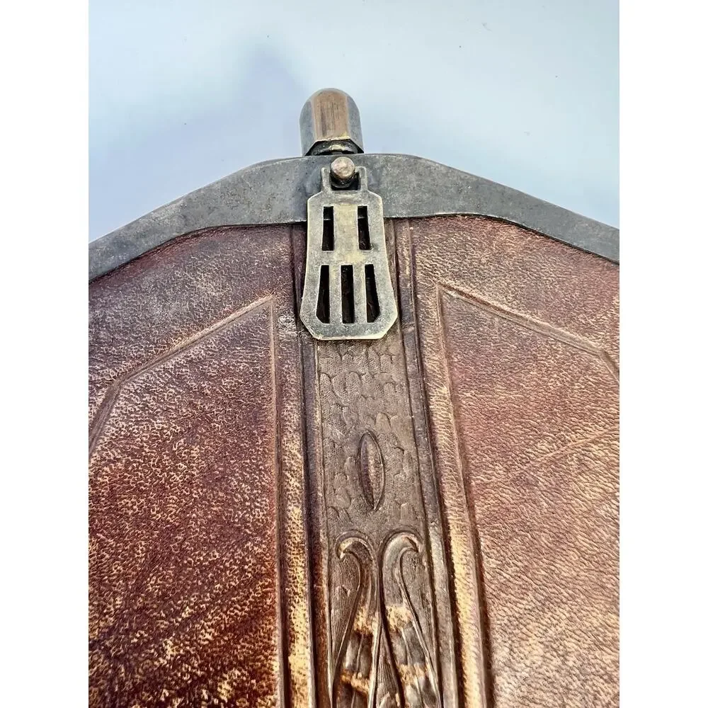 VTG Hand Tooled Leather Purse Turn Lock Clasp Early 1900s Art Nouveau Antique